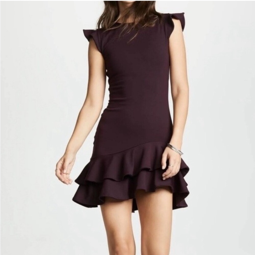 Susana Monaco Burgundy Ruffle Hem Mini Dress